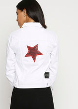 Buy Bristol White Denim Jacket With Patch for Women