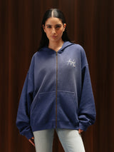 Signature Waffle Hoodie Crown Blue Women