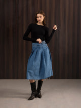 Mid Blue Midi Skirt