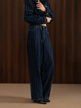 Women's Striped Denim Co-ord Jeans