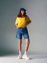 Basic Denim Shorts Dark Blue