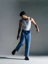 Straight Baggy Jeans Mid-Blue