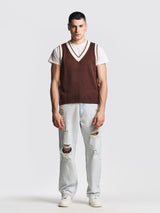 UNISEX SLEEVELESS VEST BROWN