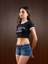 WOMEN'S BABY TEE BLACK
