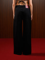WOMEN'S FLARED WIDE LEG JEANS BLACK