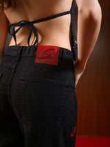 WOMEN'S FLARED WIDE LEG JEANS BLACK