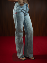 HIGH RISE STRAIGHT WIDE JEANS LIGHT BLUE