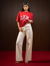 Wide Leg Cross-over Waist Jeans White