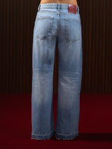 WOMEN'S FLARED WIDE LEG JEANS MID BLUE