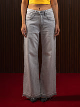WOMEN'S FLARED WIDE LEG JEANS GREY