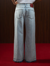 WOMEN'S FLARED WIDE LEG JEANS LIGHT BLUE