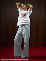 WOMEN'S FLARED WIDE LEG JEANS LIGHT BLUE