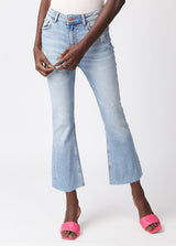 Mid Blue Phoenix Cropped Flare Jeans