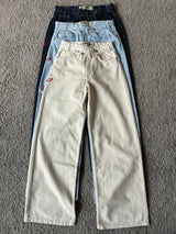 Wide Leg Cross-over Waist Jeans White