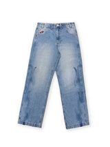 Unisex Embroidered Flame Jeans Straight