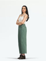Women's Khaki Seattle Cropped Wide Leg Jeans