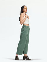 Women's Khaki Seattle Cropped Wide Leg Jeans