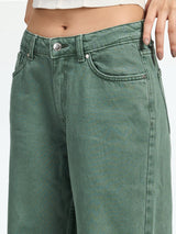 Women's Khaki Seattle Cropped Wide Leg Jeans