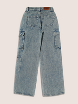 Women Mid blue Wide Leg Cargo