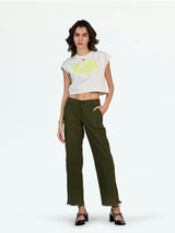 Olive Double Button Parachute Jogger