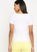 White Round Neck Regular Fit T-Shirt