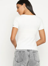 White Round Neck Regular Fit T-Shirt