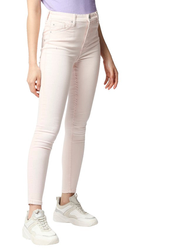 Women's High-Waist Peach Skinny Jeans