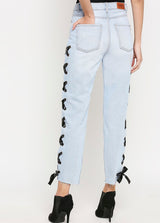 Valencia Super Light Blue Mom Jeans With Side Eyelet Tape