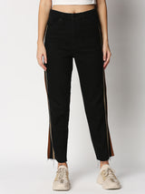 Valencia Black Mom Jeans With Side Tape