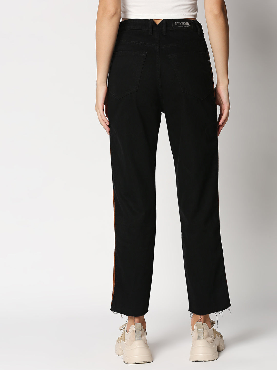 Valencia Black Mom Jeans With Side Tape