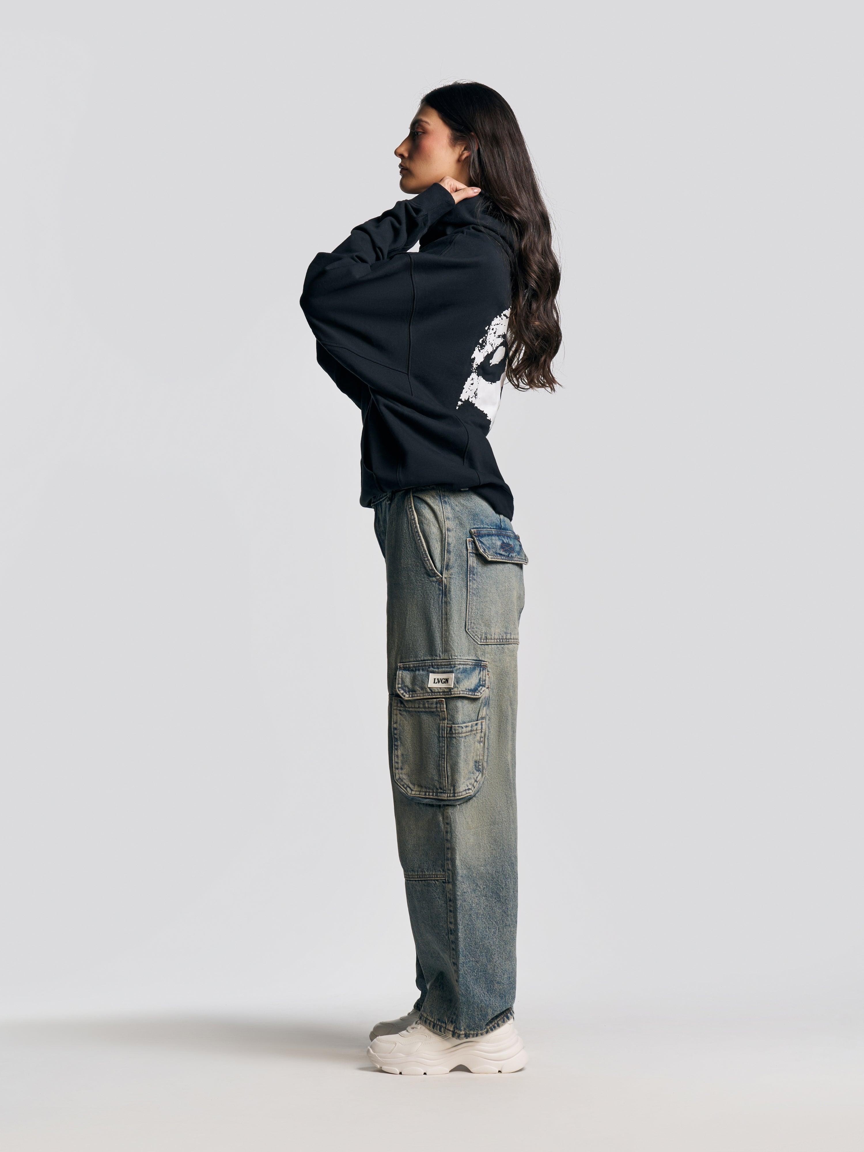 UNISEX ZIPO SKATER FIT JEANS MID BLUE