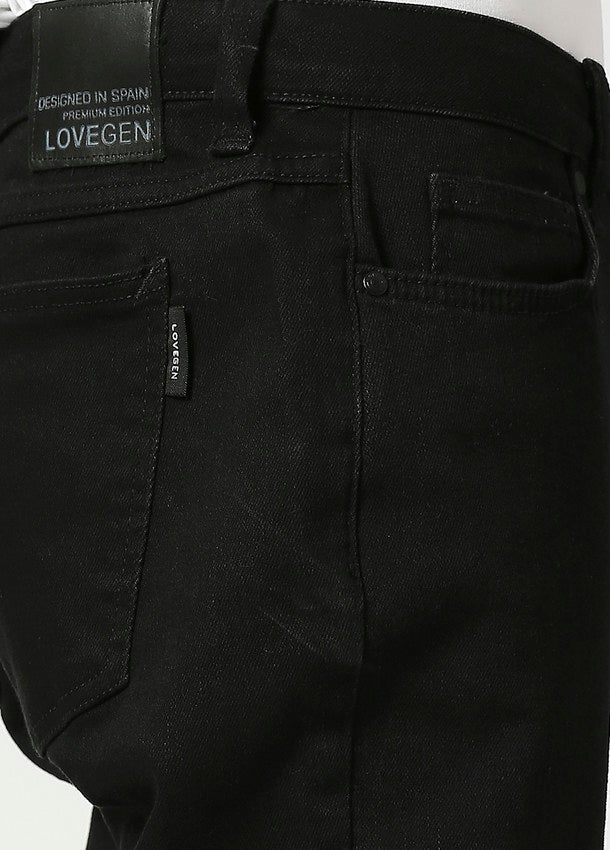 Solid Black Arnold Comfort Slim Fit Basic Jeans