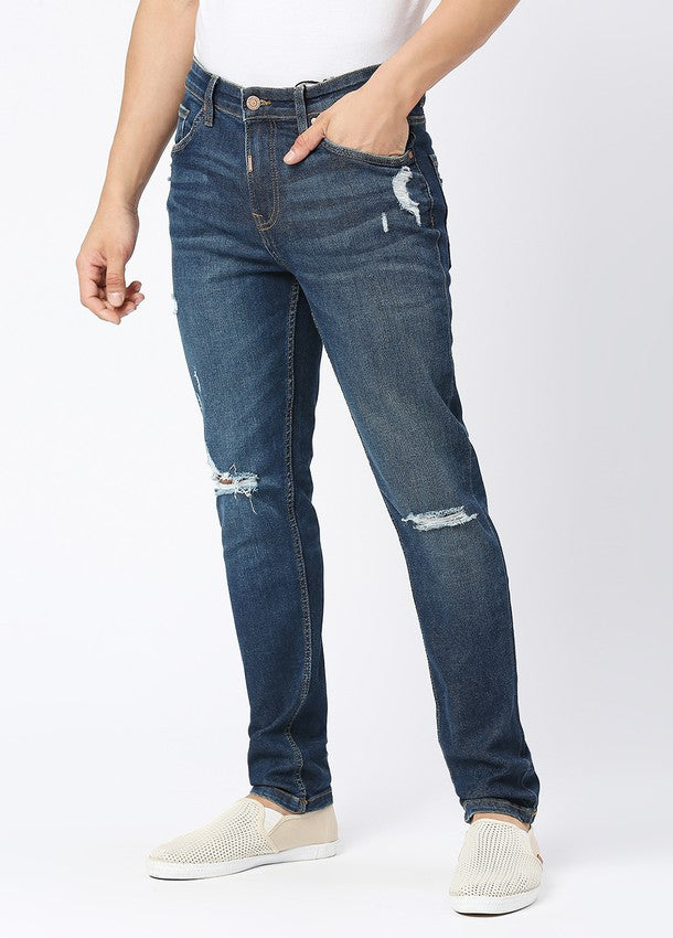 Dark Blue Cruz Skinny Fit Ripped Jeans