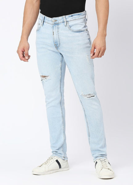 Patched Ripped Distressed Jeans - Blue | MUTANT JEANS