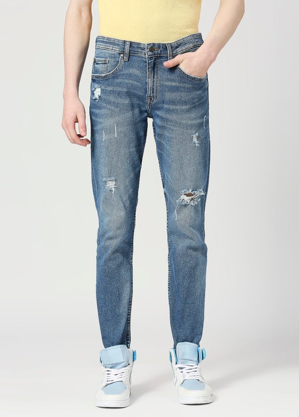 Vintage Mid Blue Cruz Skinny Fit Ripped Jeans