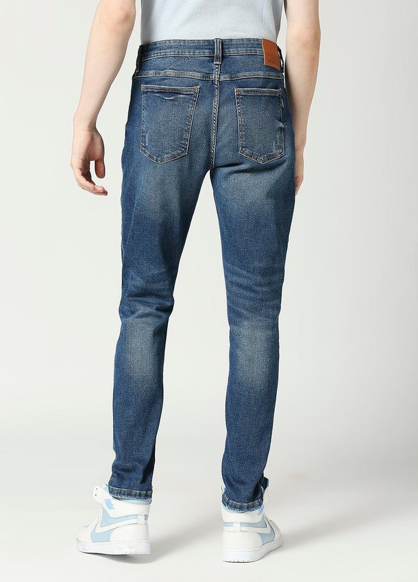 Dark Blue Arnold Comfort Slim Fit Ripped Jeans