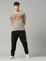 Washed Black Depp Front Patch Pocket Cotton Jogger