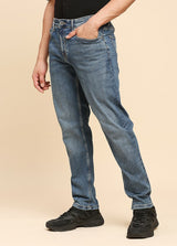 Mid Blue Premium Five Pocket Slim Fit Jeans