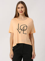 Sofia Round Neck Short Sleeve Crop T-Shirt With Print