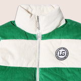 Green and White Corduroy puffered