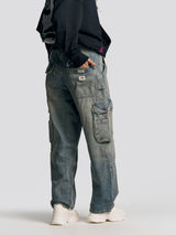 UNISEX ZIPO SKATER FIT JEANS MID BLUE