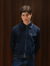 Men's Striped Denim Co-ord Jacket