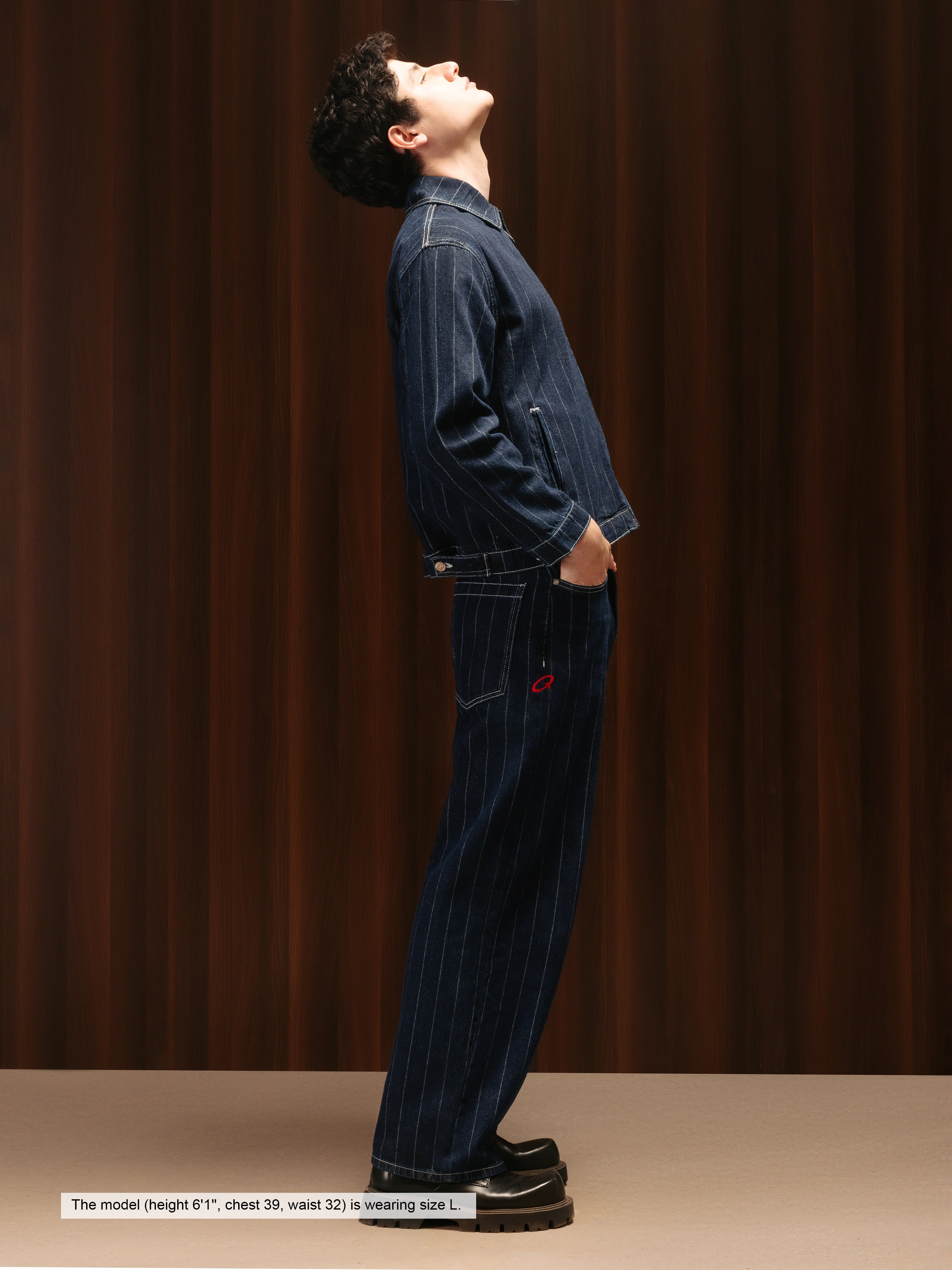 Men's Striped Denim Co-ord Jacket