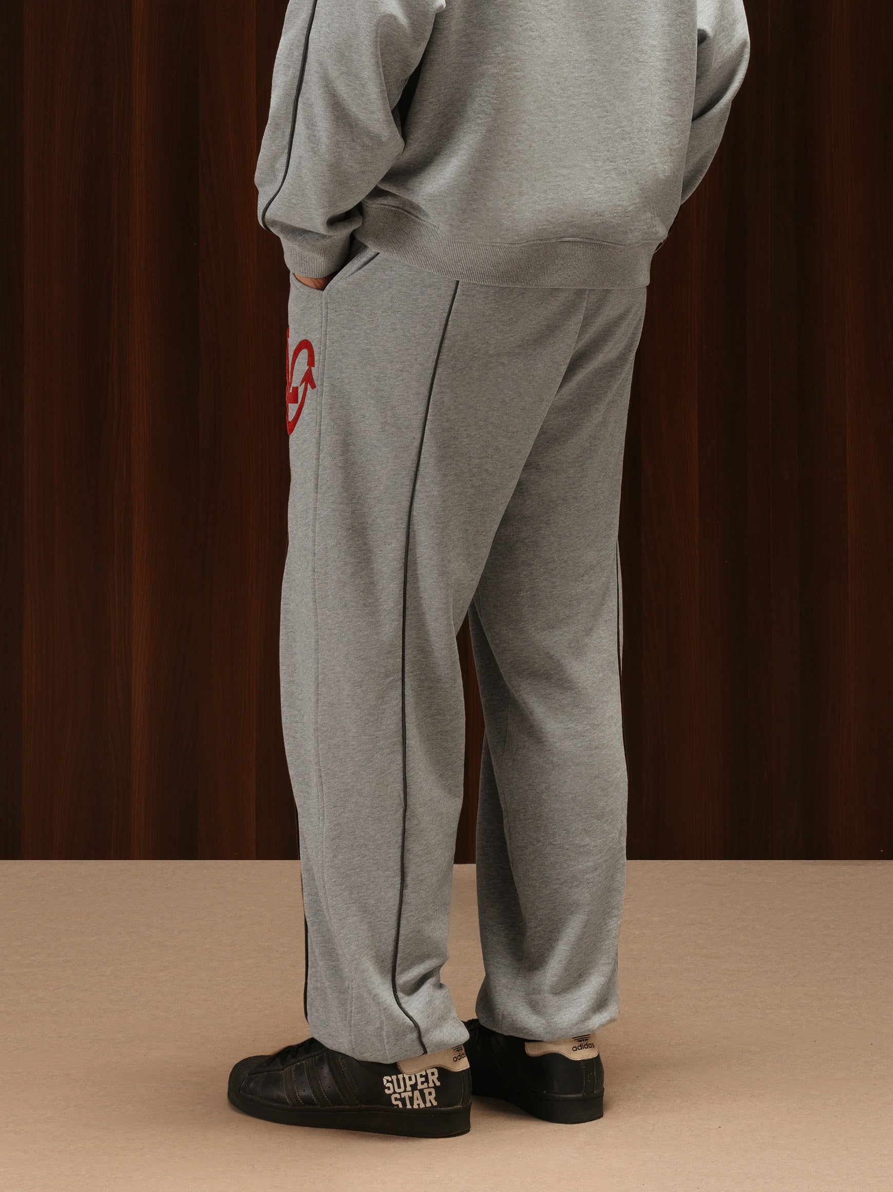Tracksuit Pants Melange Grey Men