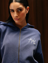 Signature Waffle Hoodie Crown Blue Women