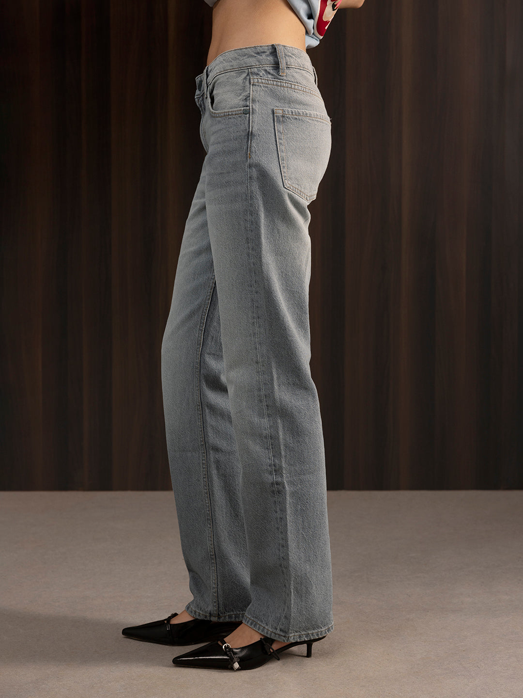 Women's Basic Straight Jeans Grey