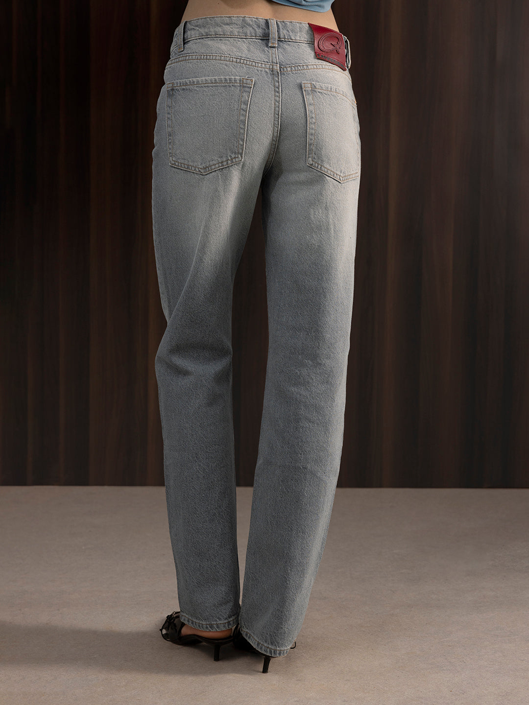 Women's Basic Straight Jeans Grey