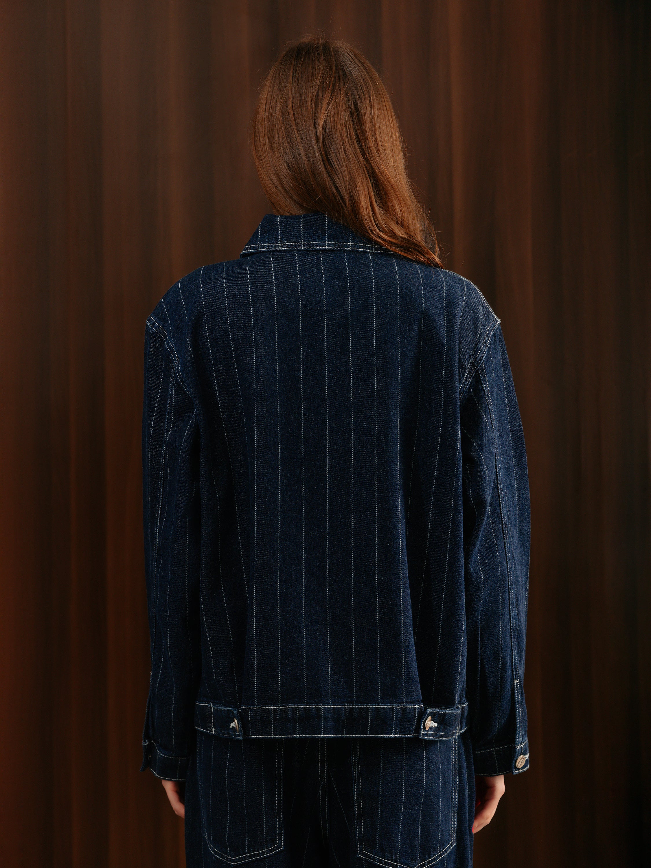 Women's Striped Denim Co-ord Jacket