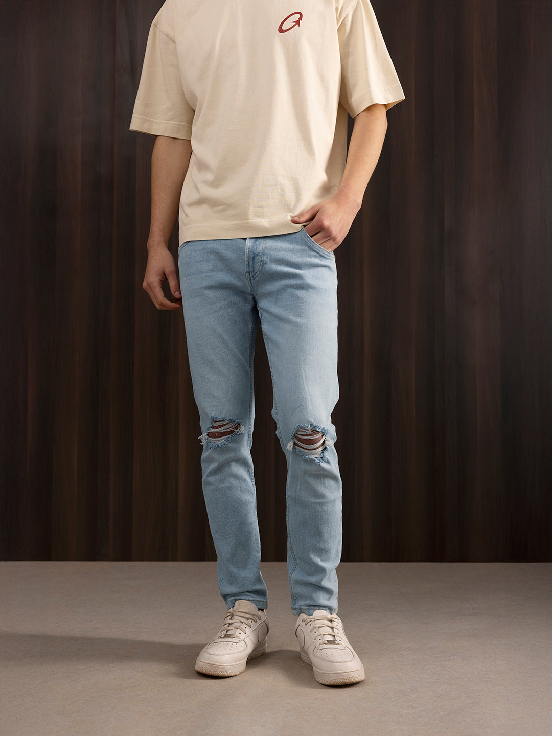 Ripped Skinny Jeans Light Blue