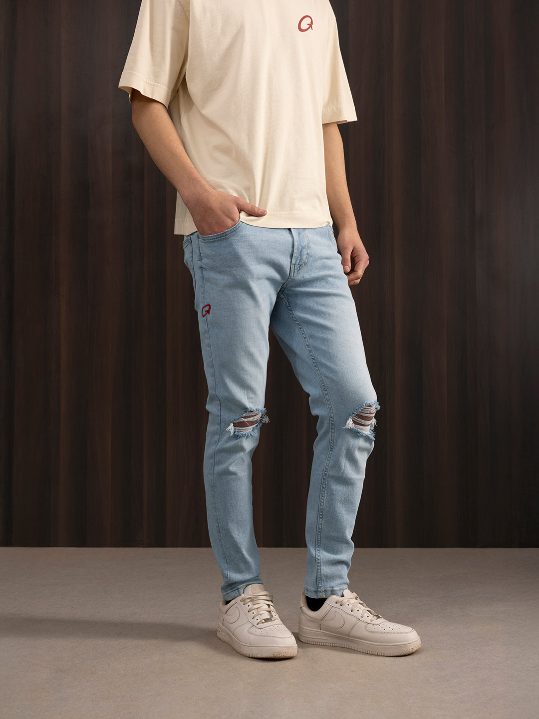 Ripped Skinny Jeans Light Blue